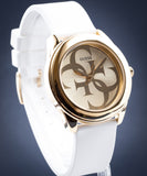  Shop Authentic Guess G-Twist Gold Dial White Rubber Strap Watch for Women - W0911L7 - Luxxuri
