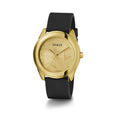  Shop Authentic Guess Cubed Analog Gold Dial Black Silicone Strap Watch For Women - GW0665L1 - Luxxuri