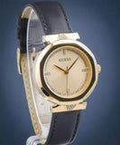  Shop Authentic Guess Rumour Quartz Gold Dial Black Leather Strap Watch For Women - GW0689L2 - Luxxuri