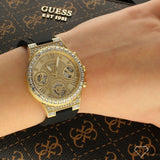  Shop Authentic Guess Moonlight Crystals Silver Dial Black Silicone Strap Watch For Women - GW0257L1 - Luxxuri
