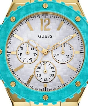  Shop Authentic Guess Overdrive White Dial Turquoise Rubber Strap Watch for Women - W0149L3 - Luxxuri