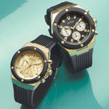  Shop Authentic Guess Athena Gold Dial Black Rubber Strap Watch For Women - GW0030L2 - Luxxuri