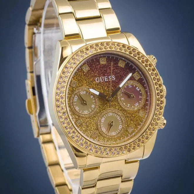  Shop Authentic Guess Sol Chronograph Gold Dial Gold Steel Strap Watch For Women - GW0483L2 - Luxxuri