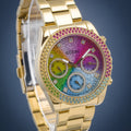  Shop Authentic Guess Confetti Chronograph Rainbow Dial Gold Steel Strap Watch For Women  - GW0483L4 - Luxxuri