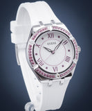 Shop Authentic Guess Sparkling Silver Dial White Rubber Strap Watch For Women - GW0032L1 - Luxxuri