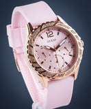  Shop Authentic Guess Sparkling Diamonds Pink Dial Pink Rubber Strap Watch for Women - W0032L9 - Luxxuri