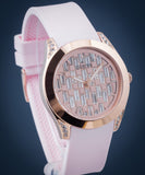 Shop Authentic Guess Clarity Gold Dial Pink Silicone Strap Watch for Women - GW0109L2 - Luxxuri