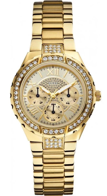  Shop Authentic Guess Viva Diamonds Gold Dial Gold Steel Strap Watch for Women - W0111L2 - Luxxuri