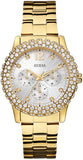  Shop Authentic Guess Dazzler Diamonds Silver Dial Gold Steel Strap Watch for Women - W0335L2 - Luxxuri