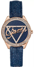  Shop Authentic Guess Little Flirt Quartz Blue Dial Blue Leather Strap Watch For Women - W0456L6 - Luxxuri