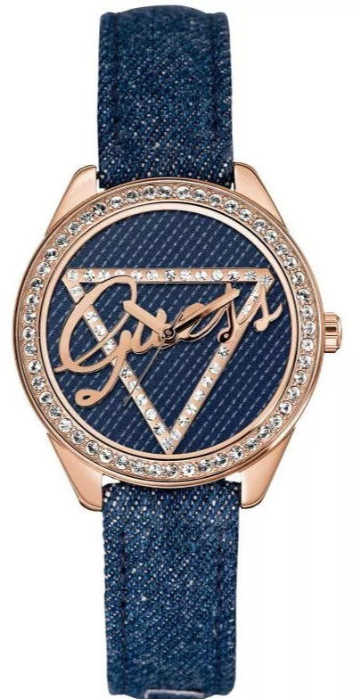  Shop Authentic Guess Little Flirt Quartz Blue Dial Blue Leather Strap Watch For Women - W0456L6 - Luxxuri