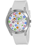  Shop Authentic Guess Wanderlust Crystals Silver Dial White Rubber Strap Watch For Women - W1059L3 - Luxxuri