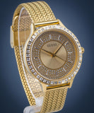  Shop Authentic Guess Soiree Diamonds Gold Dial Gold Mesh Bracelet Watch for Women - GW0402L2 - Luxxuri