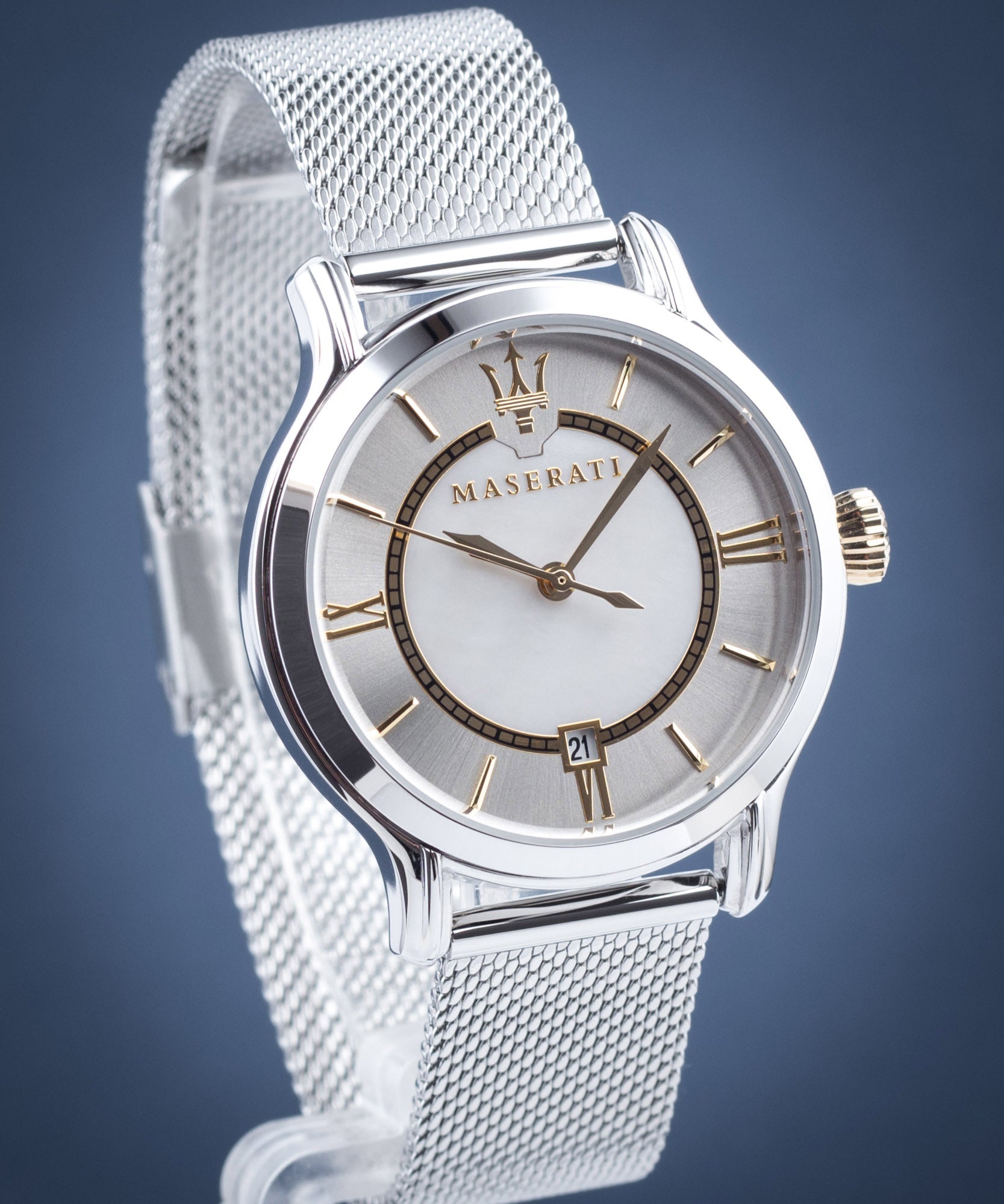  Shop Authentic Maserati Epoca Mother of Pearl Dial Silver Mesh Strap Watch For Women - R8853118504 - Luxxuri