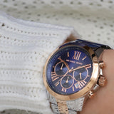  Shop Authentic Michael Kors Bradshaw Chronograph Blue Dial Two Tone Steel Strap Watch For Women - MK6389 - Luxxuri