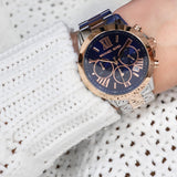  Shop Authentic Michael Kors Bradshaw Chronograph Blue Dial Two Tone Steel Strap Watch For Women - MK6389 - Luxxuri