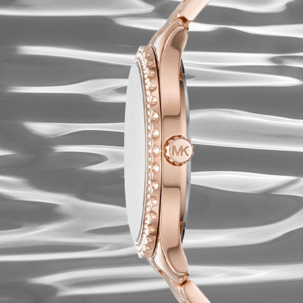  Shop Authentic Michael Kors Layton Three Hand Pink Dial Rose Gold Steel Strap Watch For Women - MK6848 - Luxxuri