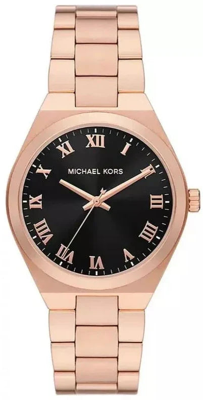  Shop Authentic Michael Kors Lennox Three Hand Black Dial Rose Gold Steel Strap Watch For Women - MK7392 - Luxxuri