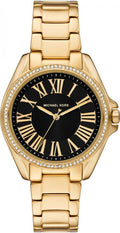 Michael Kors Kacie Analogue Black Dial Gold Steel Strap Watch for Women - MK4852