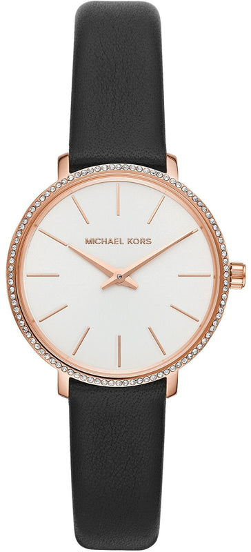 Shop Authentic Michael Kors Pyper Three Hand White Dial Black Leather Strap Watch For Women - MK2835 - Luxxuri