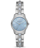  Shop Authentic Michael Kors Runway Mercer Quartz Mother of Pearl Blue Dial Silver Steel Strap Watch For Women - MK6857 - Luxxuri
