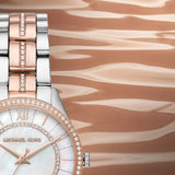  Shop Authentic Michael Kors Lauryn Mother of Pearl Dial Two Tone Steel Strap Watch For Women - MK3979 - Luxxuri