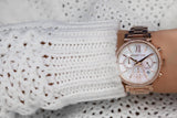 Shop Authentic Michael Kors Sofie Chronograph Mother of Pearl White Dial Rose Gold Steel Strap Watch For Women - MK6576 - Luxxuri