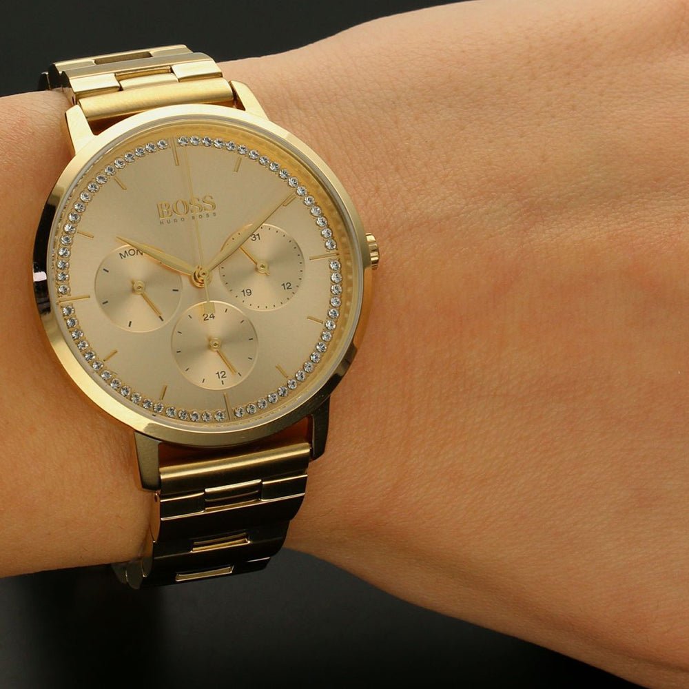  Shop Authentic Hugo Boss Prima Gold Dial Gold Steel Strap Watch for Women - 1502572 - Luxxuri