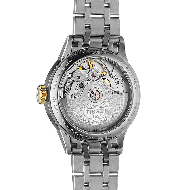 Tissot Chemin Des Tourelles Powermatic 80 Lady Mother of Pearl White Dial Two Tone Steel Strap Watch For Women - T099.207.22.118.00