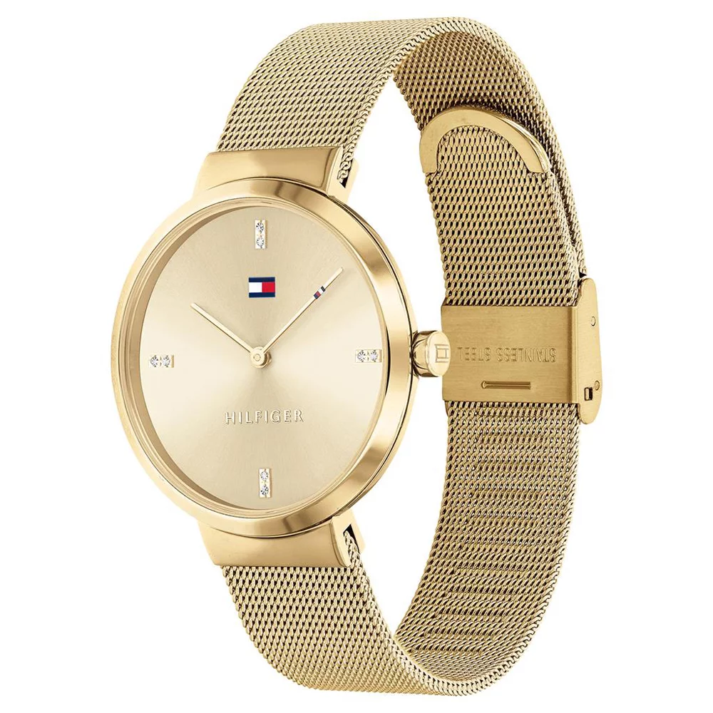  Shop Authentic Tommy Hilfiger Lynn Quartz Gold Dial Gold Mesh Bracelet Watch For Women - 1781864 - Luxxuri