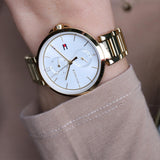  Shop Authentic Tommy Hilfiger Angela White Dial Gold Steel Strap Watch for Women - 1782128 - Luxxuri