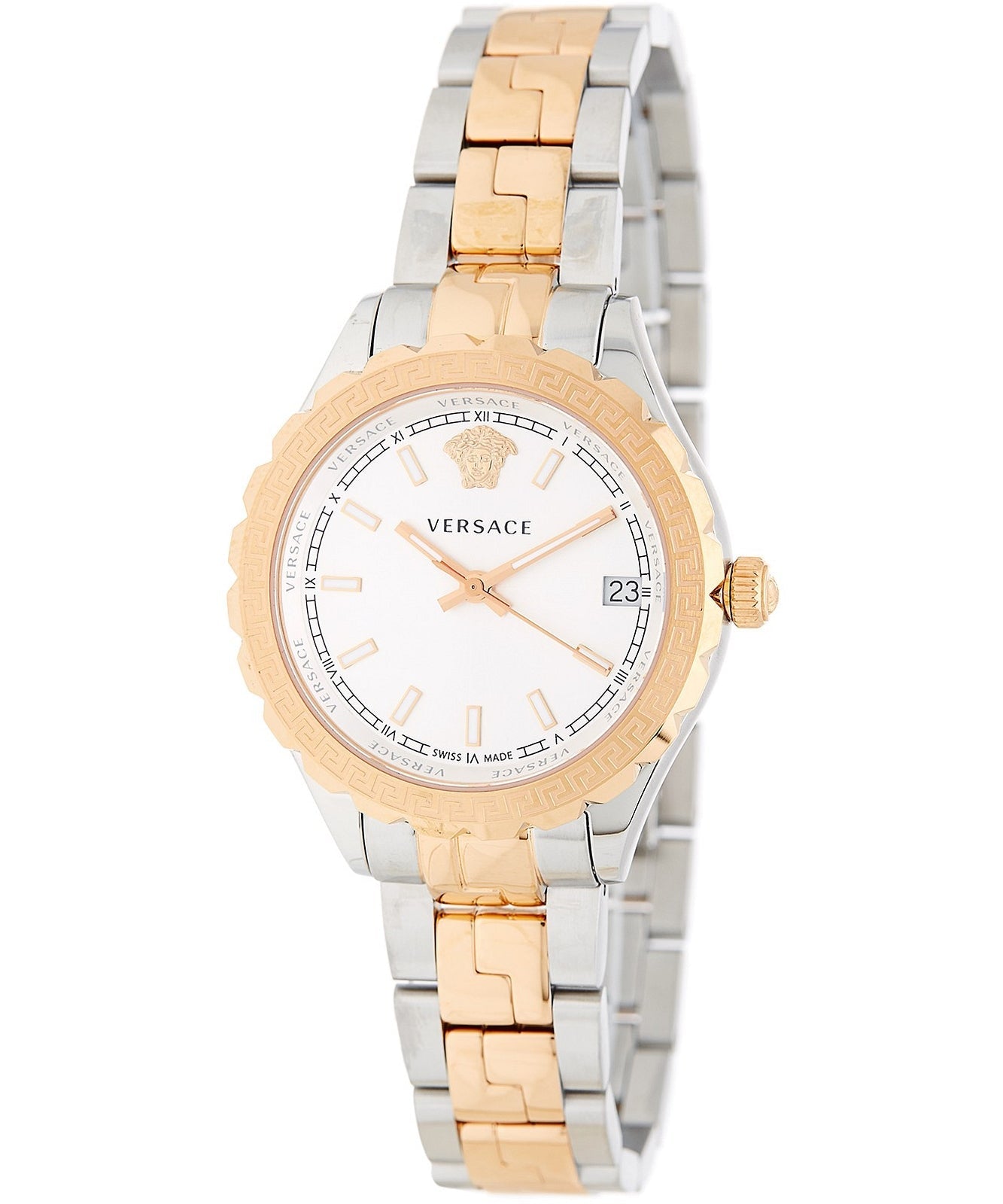  Shop Authentic Versace Hellenyium Silver Dial Two Tone Steel Strap Watch for Women - V12030015 - Luxxuri