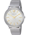  Shop Authentic Versace V-Circle Quartz Silver Dial Silver Mesh Strap Watch for Women - VBP050017 - Luxxuri