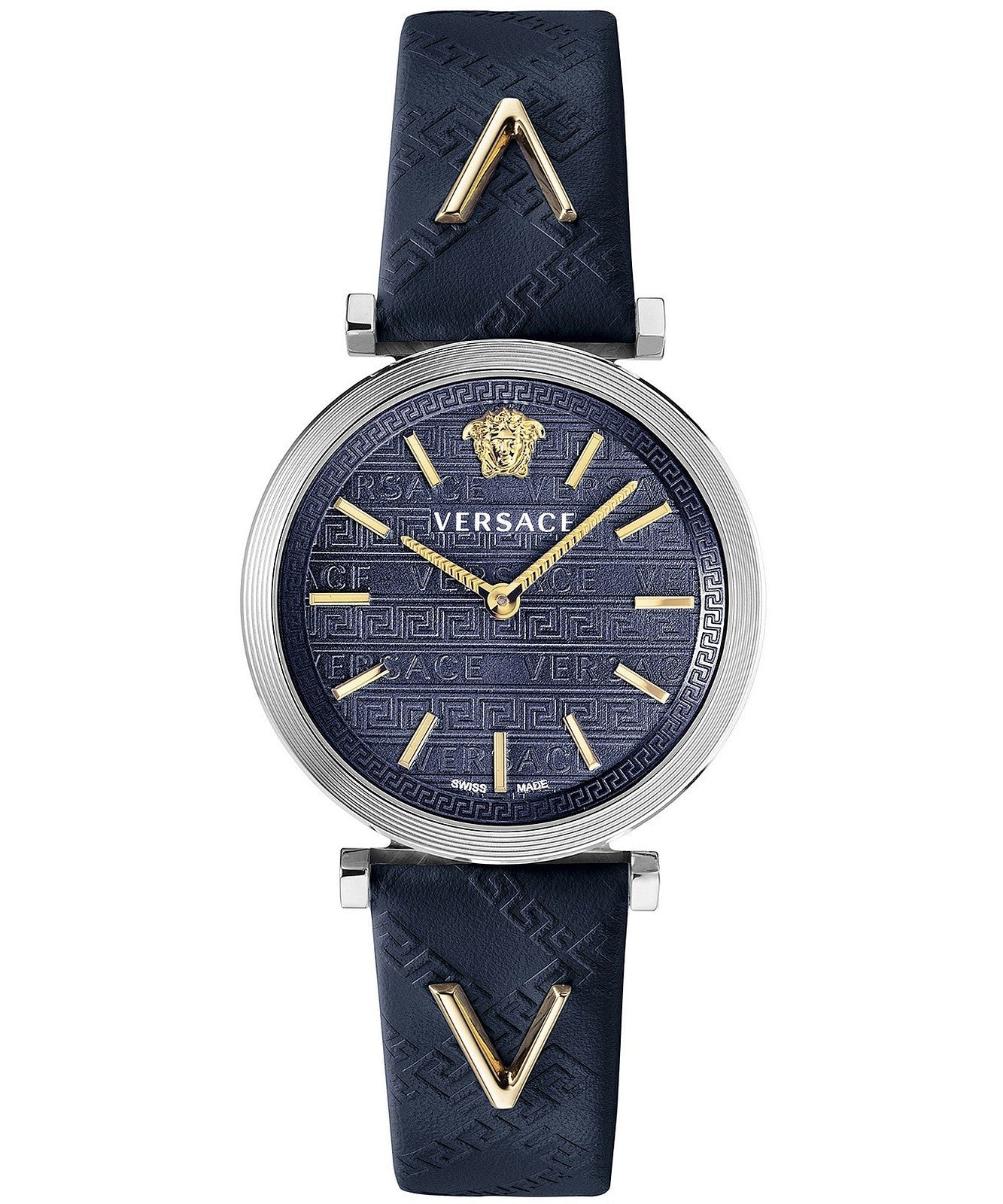  Shop Authentic Versace V-Twist Quartz Blue Dial Blue Leather Strap Watch for Women - VELS00119 - Luxxuri