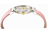  Shop Authentic Versace V-Motif Silver Dial Pink Leather Strap Watch for Women - VERE00118 - Luxxuri