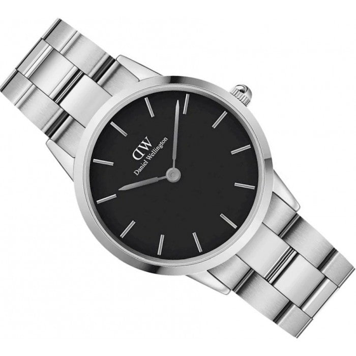  Shop Authentic Daniel Wellington Iconic Link Black Dial Silver Steel Strap Watch for Women - DW00100204 - Luxxuri