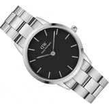  Shop Authentic Daniel Wellington Iconic Link Black Dial Silver Steel Strap Watch for Women - DW00100204 - Luxxuri