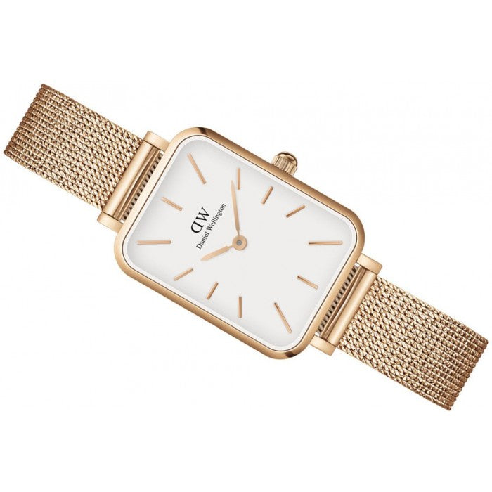  Shop Authentic Daniel Wellington Quadro Melrose White Dial Gold Mesh Strap Watch For Women - DW00100431 - Luxxuri
