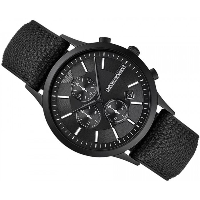  Shop Authentic Emporio Armani Renato Chronograph Black Dial Black Nylon Strap Watch For Men - AR11457 - Luxxuri
