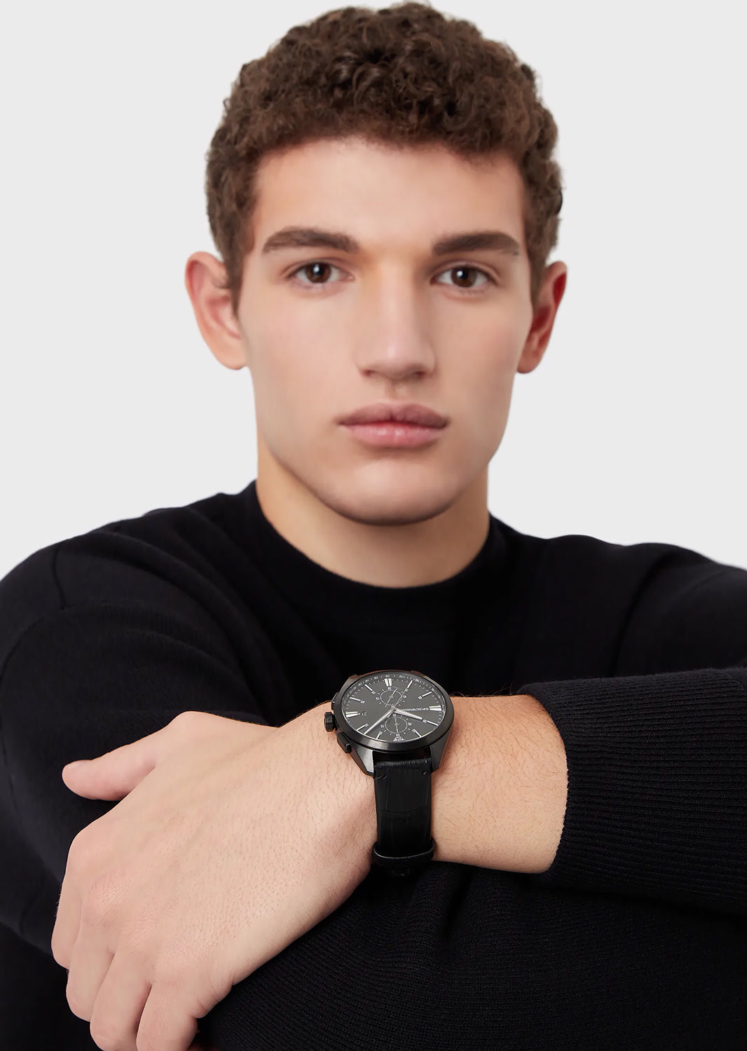  Shop Authentic Emporio Armani Claudio Chronograph Black Dial Black Leather Strap Watch For Men - AR11483 - Luxxuri