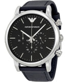  Shop Authentic Emporio Armani Luigi Chronograph Black Dial Black Leather Watch For Men - AR1828 - Luxxuri