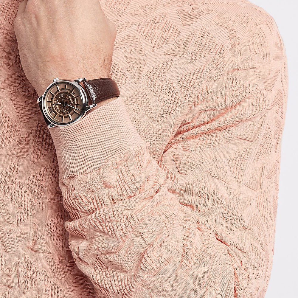  Shop Authentic Emporio Armani Luigi Meccanico Brown Dial Brown Leather Strap Watch For Men - AR1982 - Luxxuri