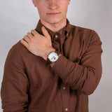  Shop Authentic Tommy Hilfiger Deacon White Dial Brown Leather Strap Watch for Men - 1791550 - Luxxuri