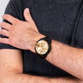  Shop Authentic Diesel Mega Chief Chronograph Gold Dial Black Steel Strap Watch For Men - DZ4485 - Luxxuri