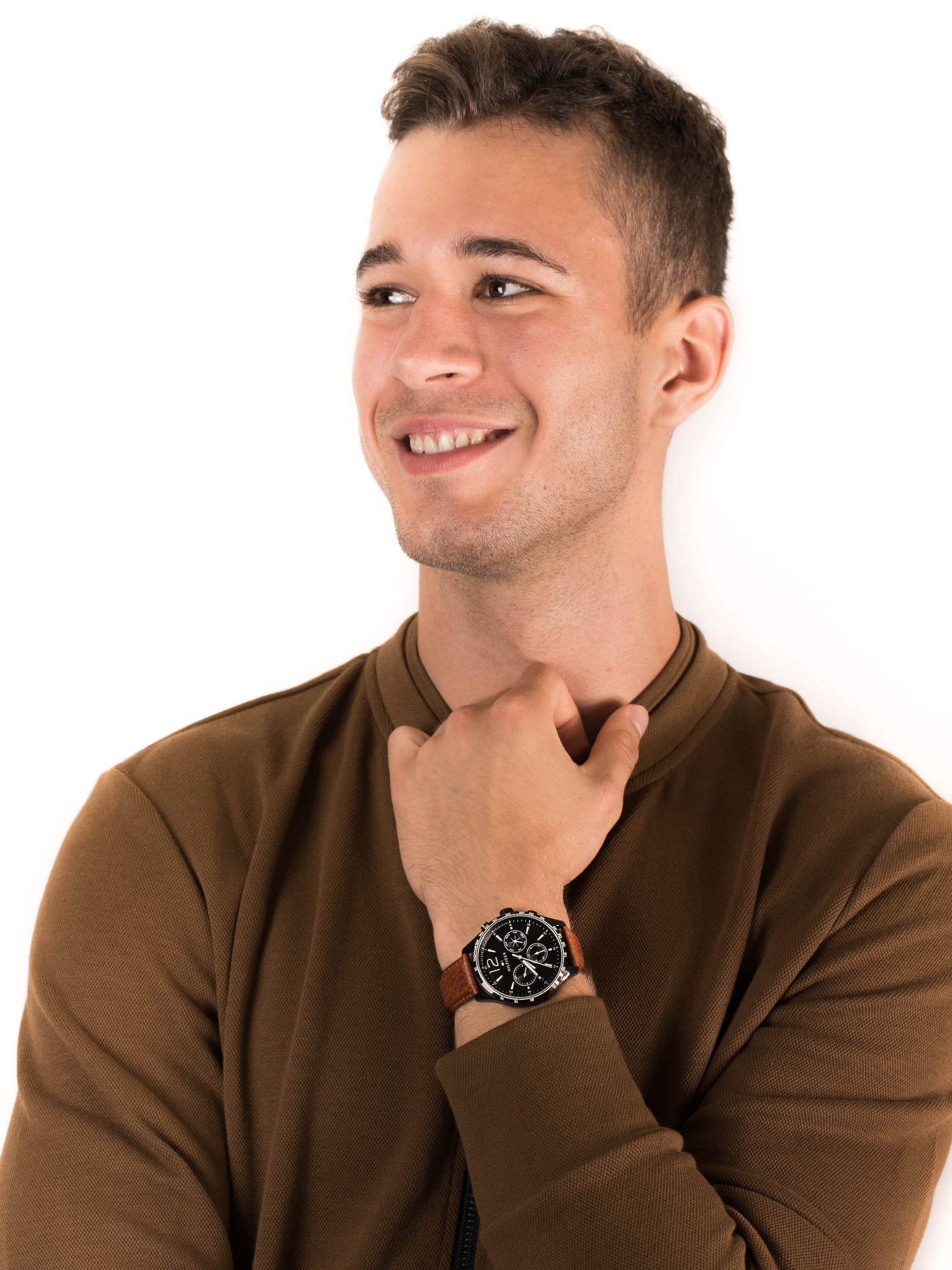  Shop Authentic Tommy Hilfiger Gavin Chronograph Quartz Black Dial Brown Leather Strap Watch for Men - 1791470 - Luxxuri