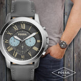  Shop Authentic Fossil Grant Chronograph Gunmetal Grey Dial Grey Leather Strap Watch for Men - FS5183 - Luxxuri