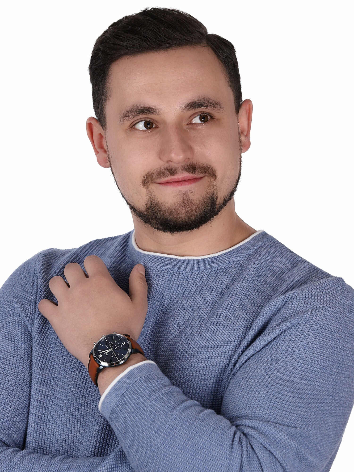  Shop Authentic Fossil Neutra Chronograph Blue Dial Brown Leather Strap Watch for Men - FS5791 - Luxxuri