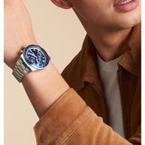  Shop Authentic Fossil Sport Tourer Chronograph Blue Dial Silver Steel Strap Watch for Men - FS6047 - Luxxuri