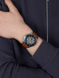  Shop Authentic Fossil Grant Sport Automatic Skeleton Blue Dial Brown Leather Strap Watch for Men - ME3140 - Luxxuri