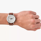  Shop Authentic Fossil Retro Pilot Chronograph Silver Dial Brown Leather Strap Watch for Men - FS5809 - Luxxuri